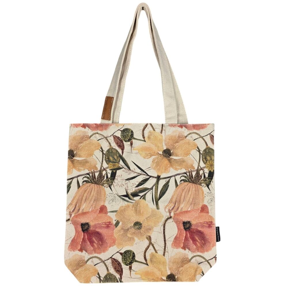 BV BY BRUNO VISCONTI CANVAS FLORAL SHOPPER TOTE BAG – 14” x 14” - COTTON BLEND
